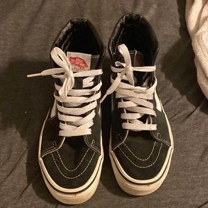 Classic high top vans. Black and white. Size 6 men and 7.5 womens